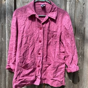 Vintage Bensimon Linen Shacket: Magenta: 40